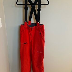 Spyder Vibrant Red Ski Pants with Black Suspenders